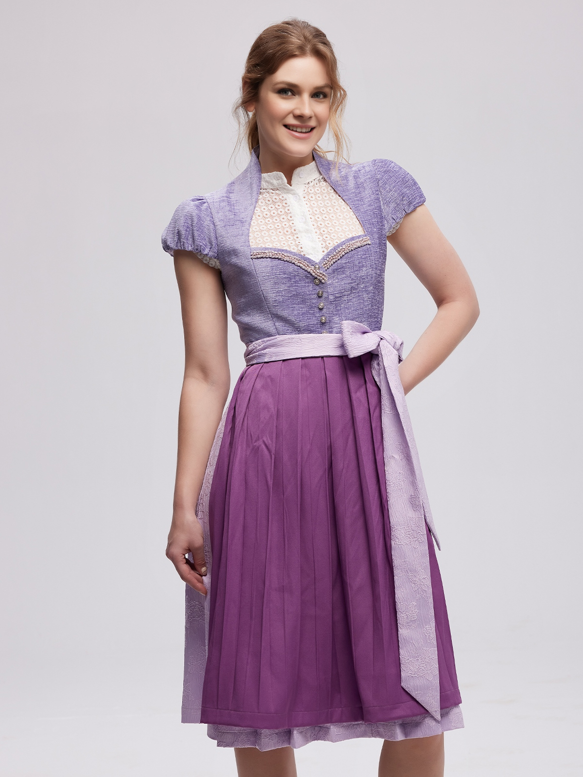 Moderne Dirndl-Bluse Langarm in Lila