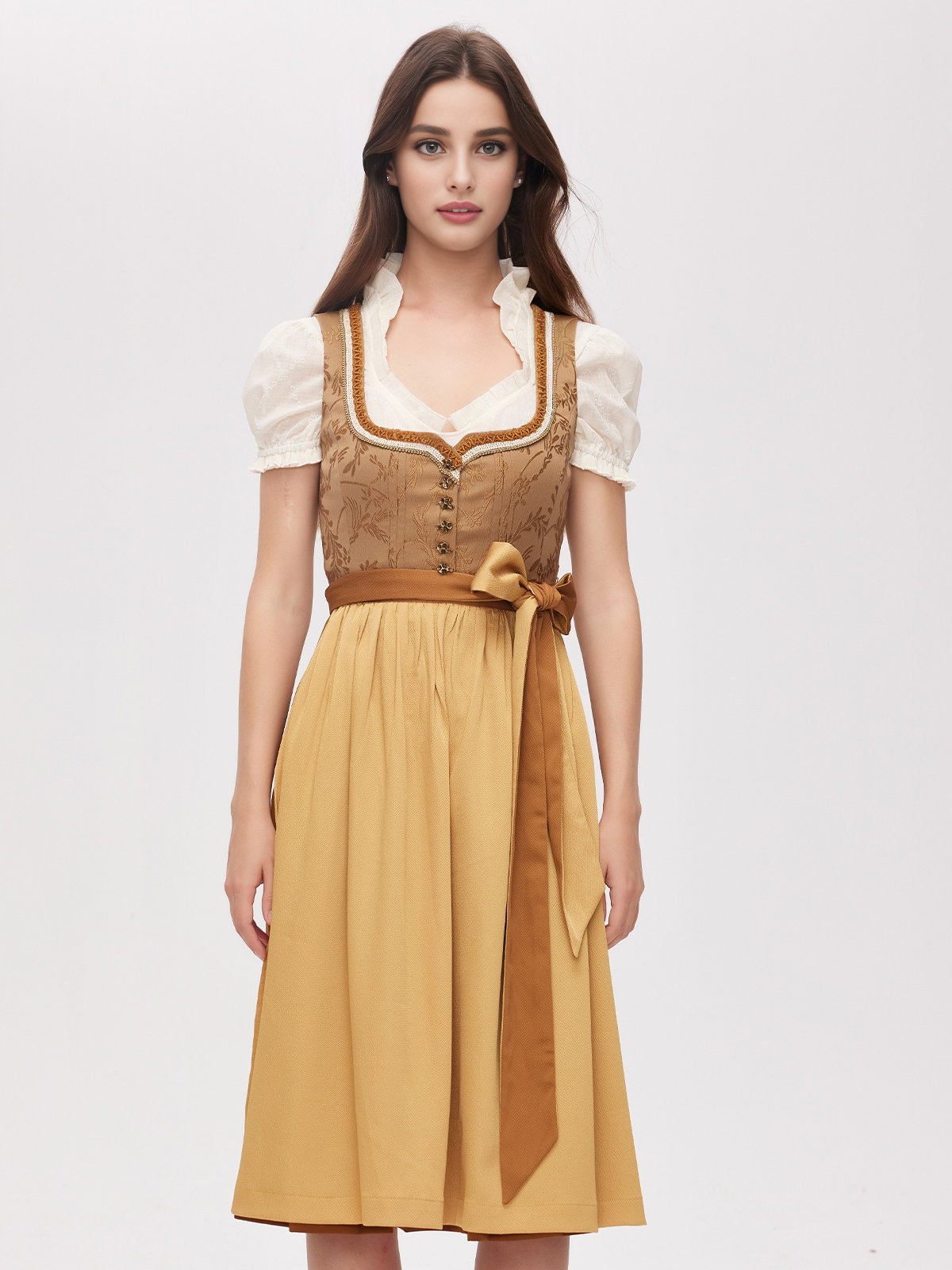 Modernes gelbes Dirndl mit femininem Schnitt