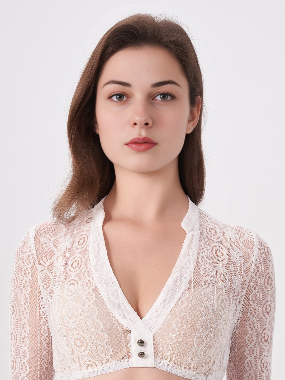Elegante Dirndlbluse mit V-Ausschnitt und Langarm