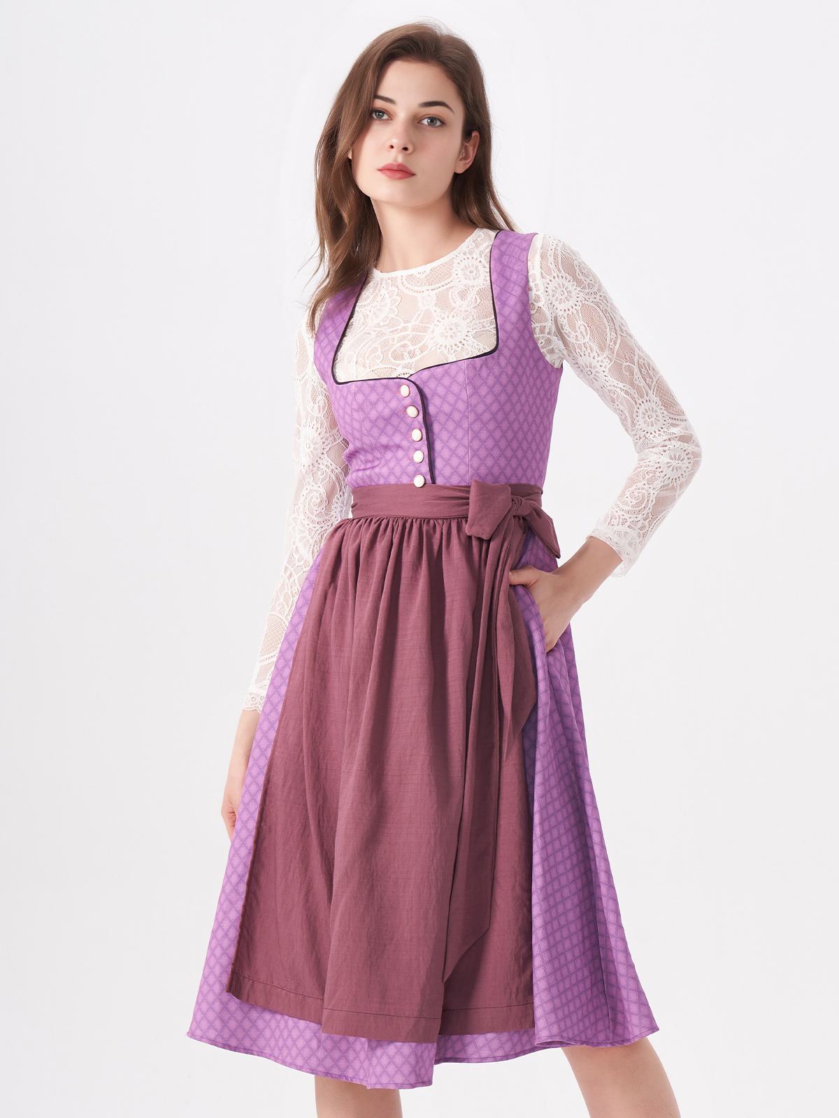 Dirndl mit Reißverschluss vorne in Lila